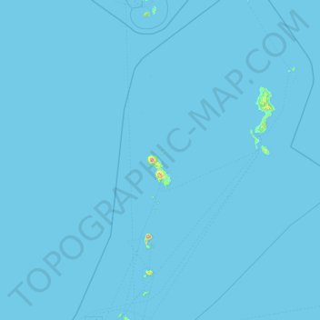 Mapa topográfico Kepulauan Sangihe, altitud, relieve