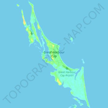 Mapa topográfico Great Harbour Cay, altitud, relieve