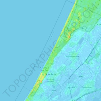 Mapa topográfico Noordwijk, altitud, relieve