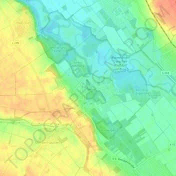 Mapa topográfico Barmen, altitud, relieve