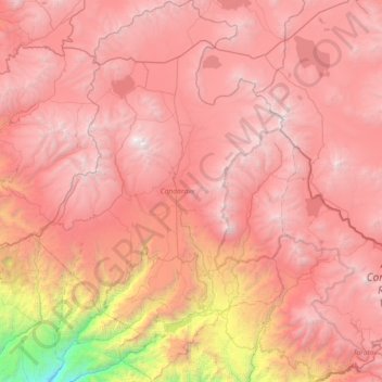 Mapa topográfico Provincia de Candarave, altitud, relieve