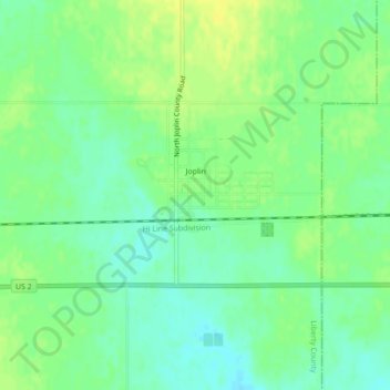 Mapa topográfico Joplin, altitud, relieve