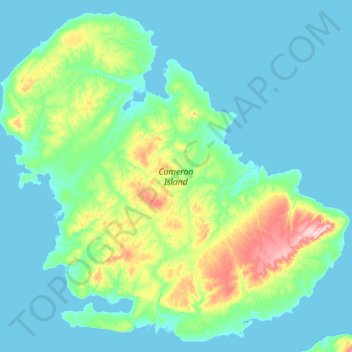 Mapa topográfico Cameron Island, altitud, relieve