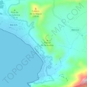 Mapa topográfico La Azohía, altitud, relieve