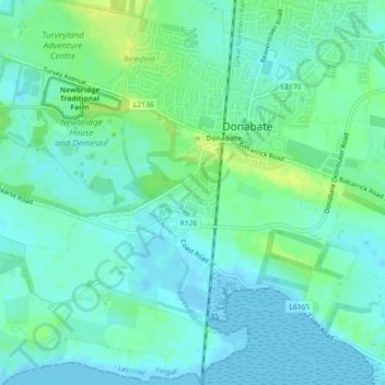 Mapa topográfico Donabate, altitud, relieve