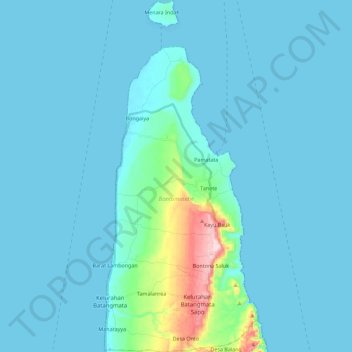 Mapa topográfico Bontomatene, altitud, relieve