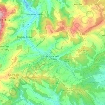 Mapa topográfico Reichenbach-Steegen, altitud, relieve