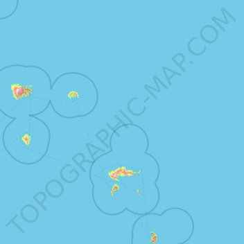 Mapa topográfico Îles Marquises, altitud, relieve