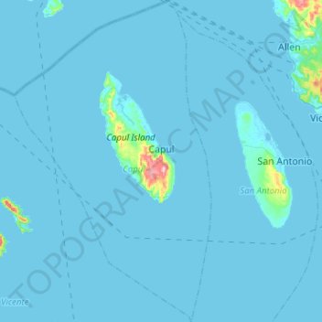 Mapa topográfico Capul, altitud, relieve