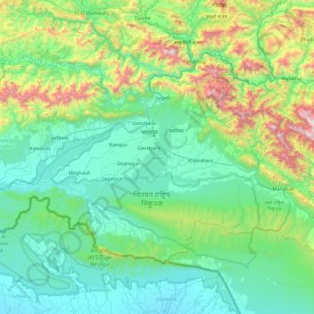 Mapa topográfico चितवन, altitud, relieve