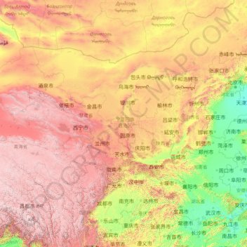 Mapa topográfico Yellow River, altitud, relieve