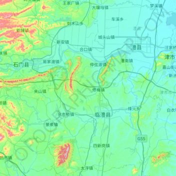 Mapa topográfico 临澧县, altitud, relieve