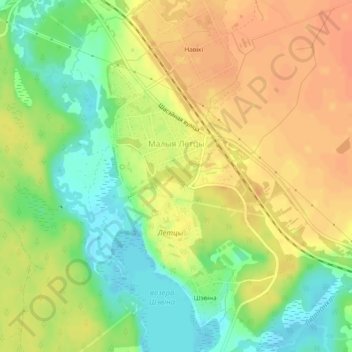 Mapa topográfico Малые Лётцы, altitud, relieve