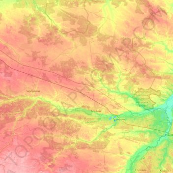 Mapa topográfico Малинский район, altitud, relieve