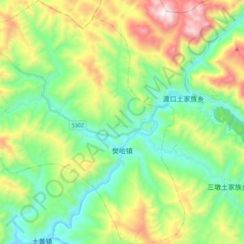 Mapa topográfico 樊哙, altitud, relieve