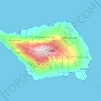Mapa topográfico Savaiʻi, altitud, relieve