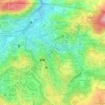 Mapa topográfico Honeymoon, altitud, relieve