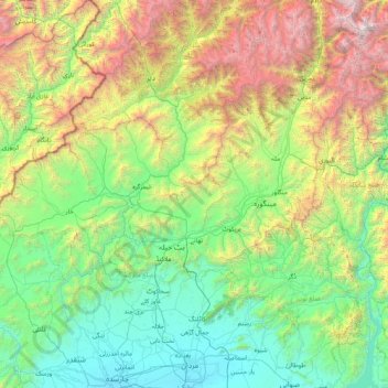 Mapa topográfico دریائے سوات, altitud, relieve