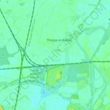 Mapa topográfico Thorpe in Balne, altitud, relieve