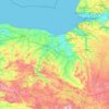 Mapa topográfico Calvados, altitud, relieve