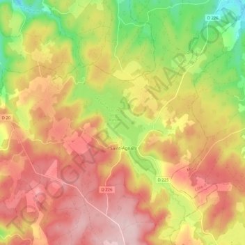 Mapa topográfico Saint-Agnan, altitud, relieve