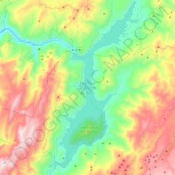 Mapa topográfico Embalse de Tranco de Beas, altitud, relieve