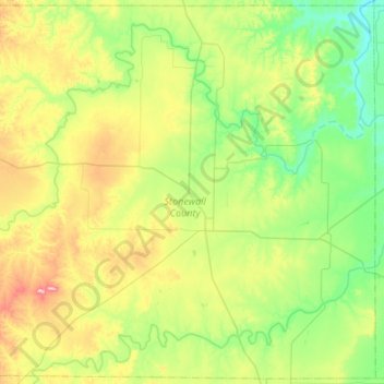 Mapa topográfico Stonewall County, altitud, relieve