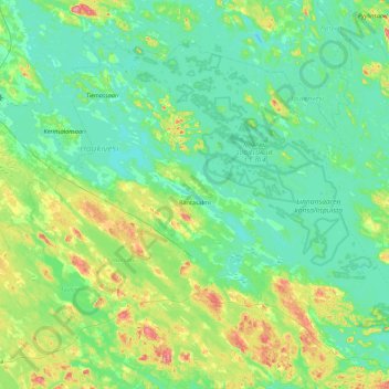 Mapa topográfico Rantasalmi, altitud, relieve