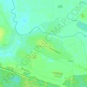 Mapa topográfico Красная Буда, altitud, relieve