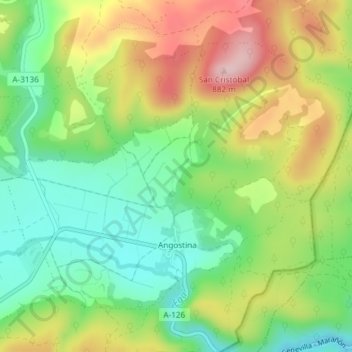 Mapa topográfico Angostina, altitud, relieve