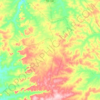 Mapa topográfico Angico, altitud, relieve