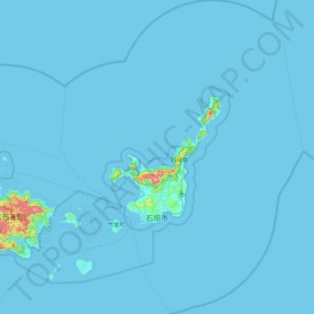 Mapa topográfico Ishigaki, altitud, relieve