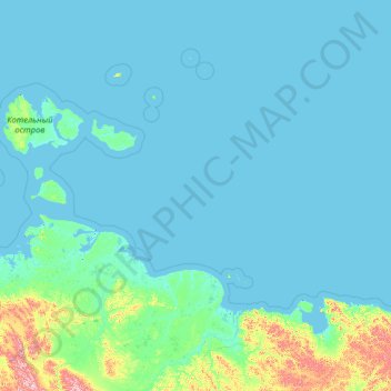 Mapa topográfico Mar de Siberia Oriental, altitud, relieve