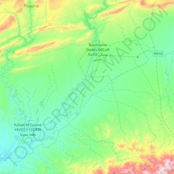 Mapa topográfico Ait Youl, altitud, relieve