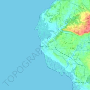 Mapa topográfico Port-Louis, altitud, relieve