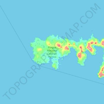 Mapa topográfico Isla Hermite, altitud, relieve
