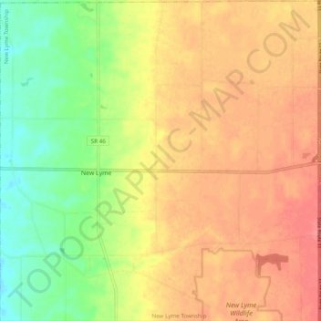 Mapa topográfico New Lyme Township, altitud, relieve