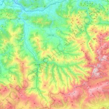 Mapa topográfico Valles Pasiegos, altitud, relieve