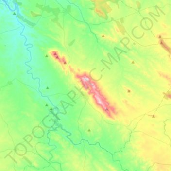 Mapa topográfico Hornachos, altitud, relieve