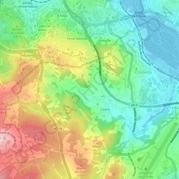 Mapa topográfico Rutis, altitud, relieve
