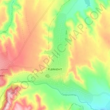 Mapa topográfico Kayakent, altitud, relieve