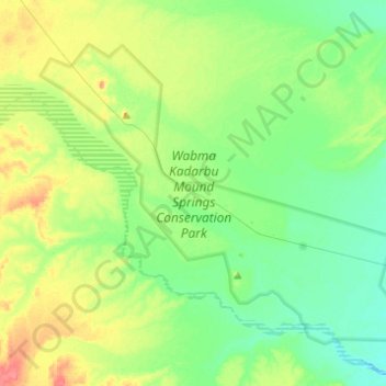 Mapa topográfico Wabma Kadarbu Mound Springs Conservation Park, altitud, relieve