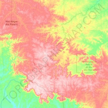 Mapa topográfico Parecis, altitud, relieve