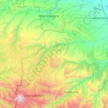 Mapa topográfico Rajon Solski, altitud, relieve