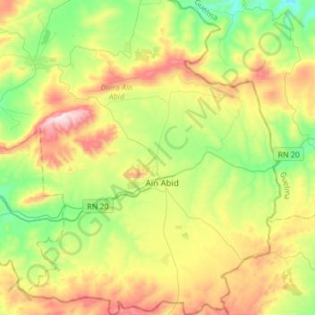Mapa topográfico Aïn Abid, altitud, relieve