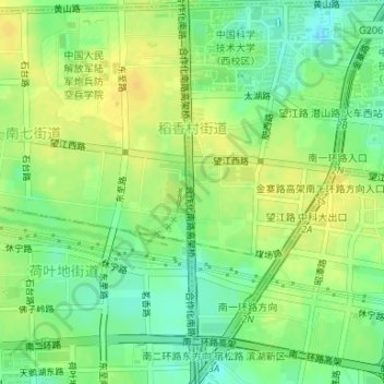Mapa topográfico 稻香村街道, altitud, relieve