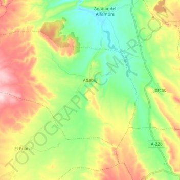 Mapa topográfico Ababuj, altitud, relieve