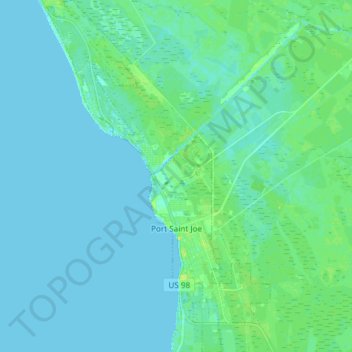 Mapa topográfico Port Saint Joe, altitud, relieve