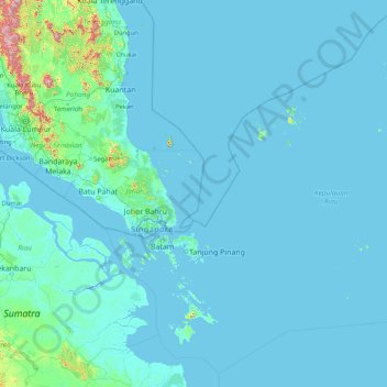 Mapa topográfico Riauinseln, altitud, relieve