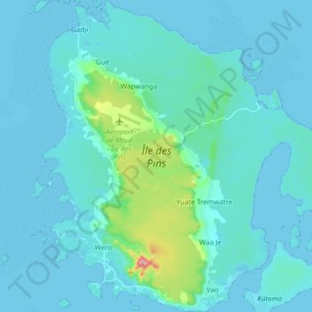 Mapa topográfico Pinieninsel, altitud, relieve